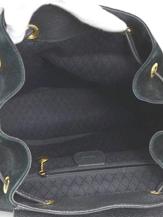 Auth GUCCI Bamboo Backpack Black Suede/Leather/Goldtone - e61315g main image 13